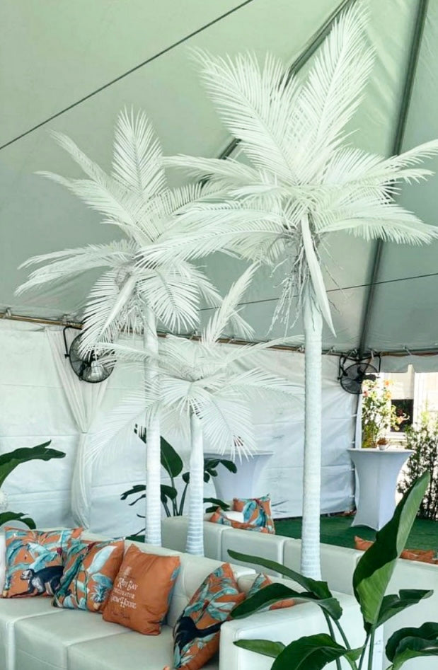 White Life Size Faux Palm Tree