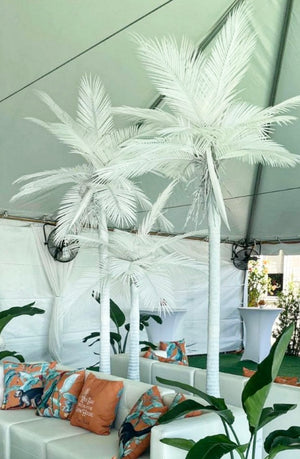White Life Size Faux Palm Tree
