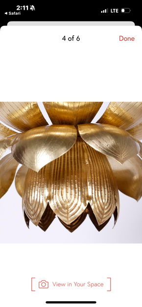 Vintage Brass Lotus Pendant